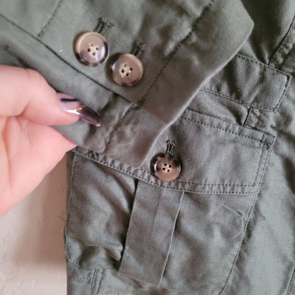 Talbots Petites Linen Olive Green Military-Style Jacket size Lg Petite - Picture 6 of 6